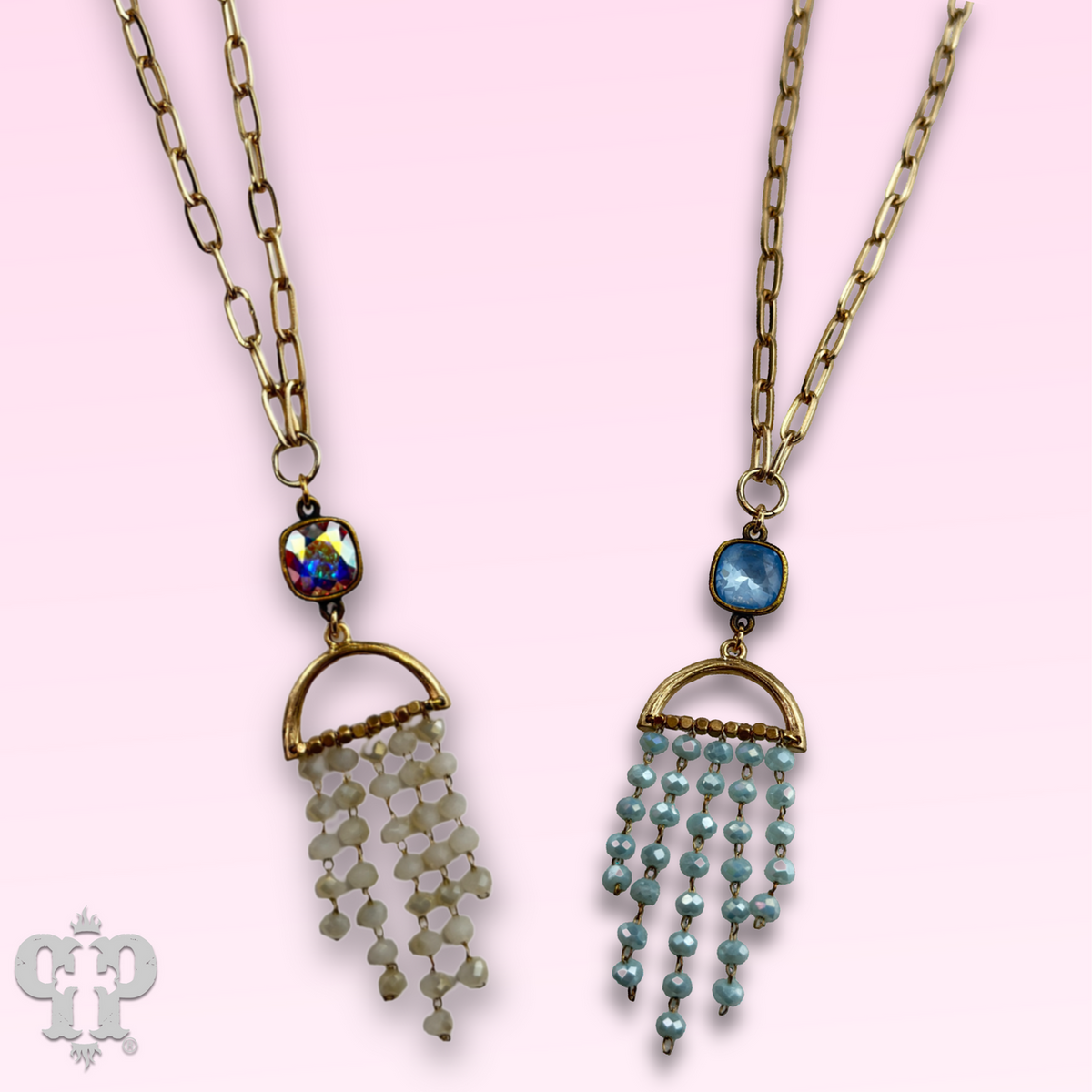 Waterfall beaded pendant necklace with crystal from Swarovski®