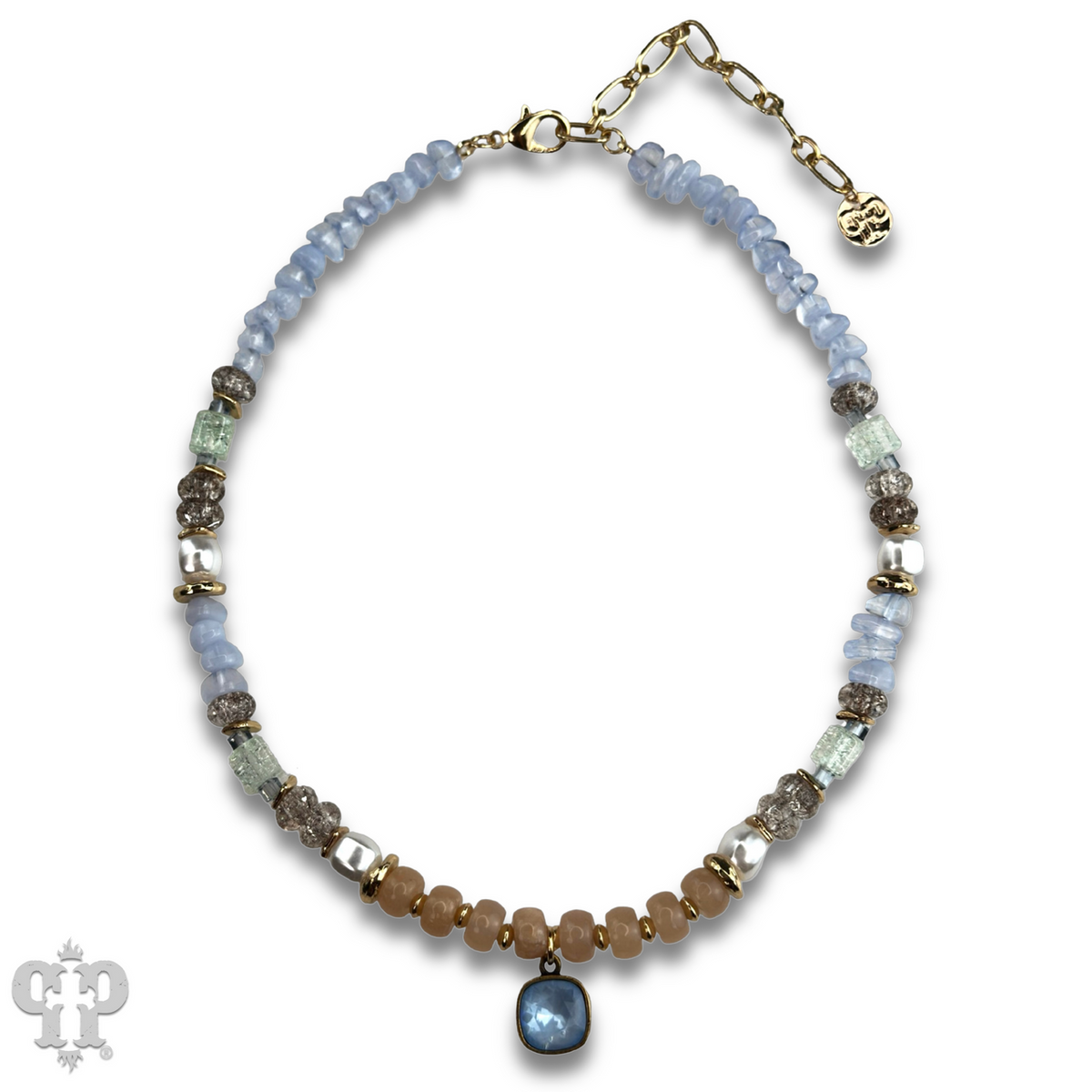 Mixed variety bead necklace with a crystal from Swarovski®