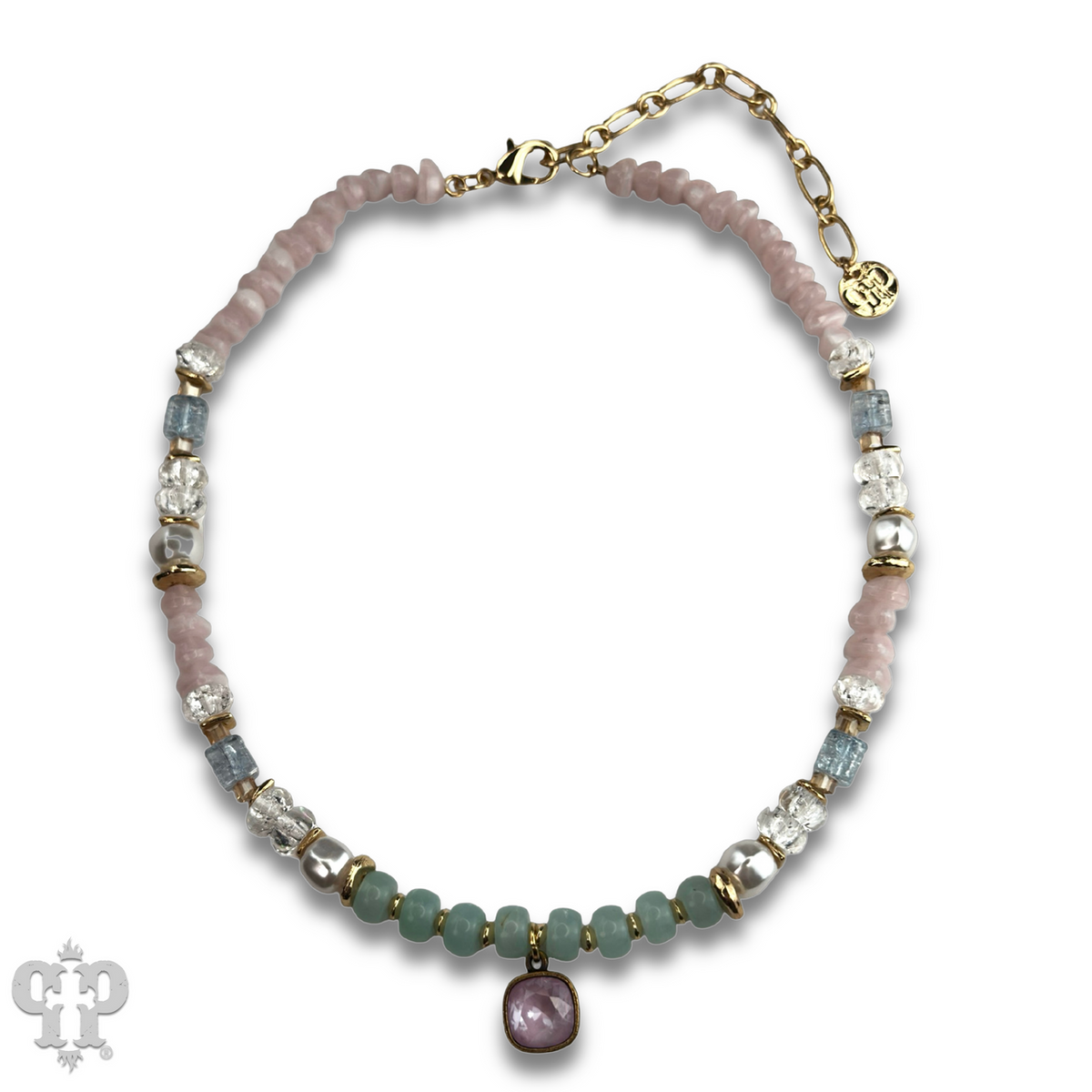 Mixed variety bead necklace with a crystal from Swarovski®