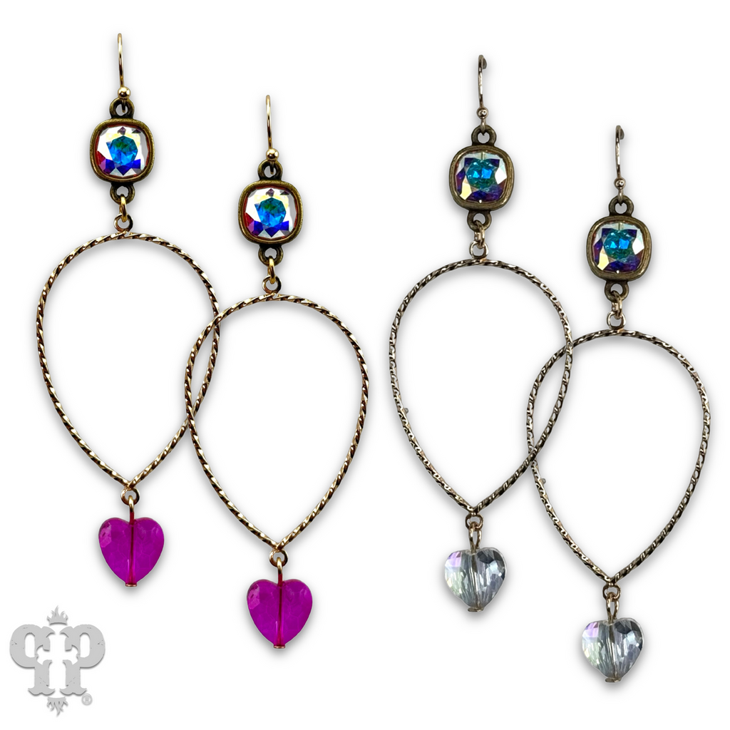 Crystal heart teardrop earring  with crystals from Swarovski®- LC